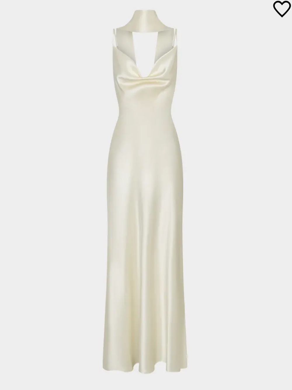 NICHOLAS Geneva Satin Draped Gown in Ivory